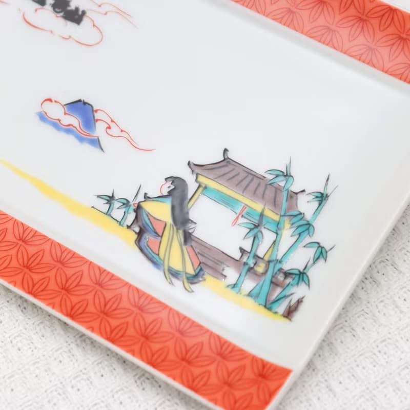 【九谷燒】青郊窯神話故事長盤-輝夜姬