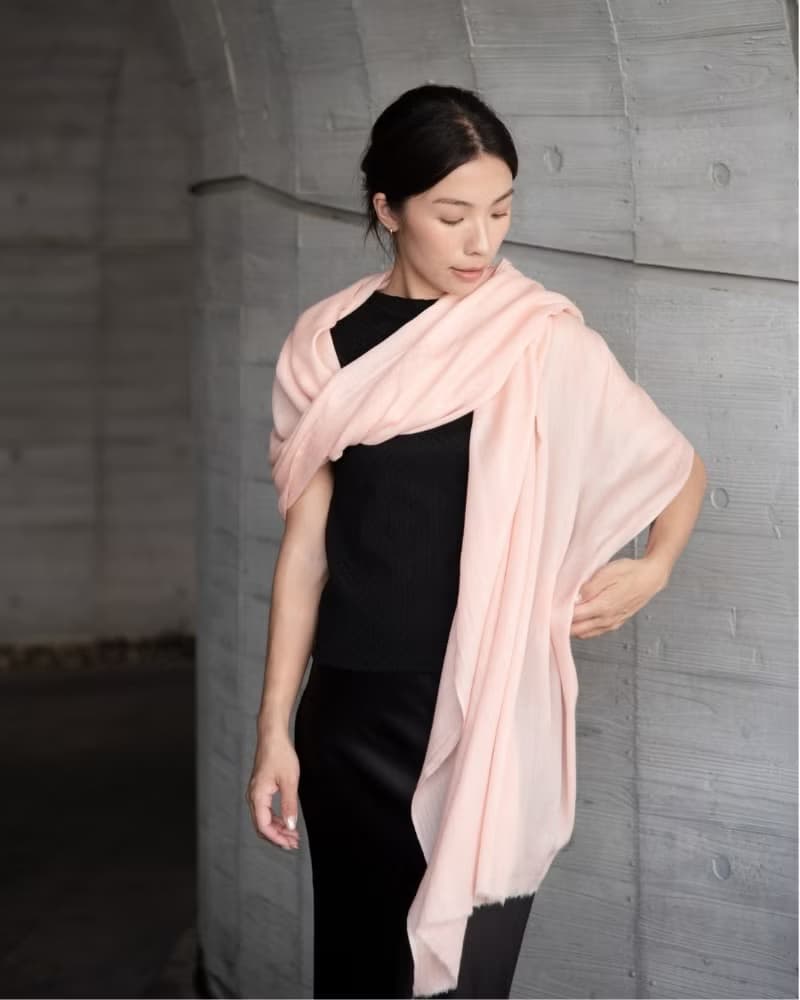 【保暖道具】喀什米爾 Cashmere 羊毛圍巾 - 粉