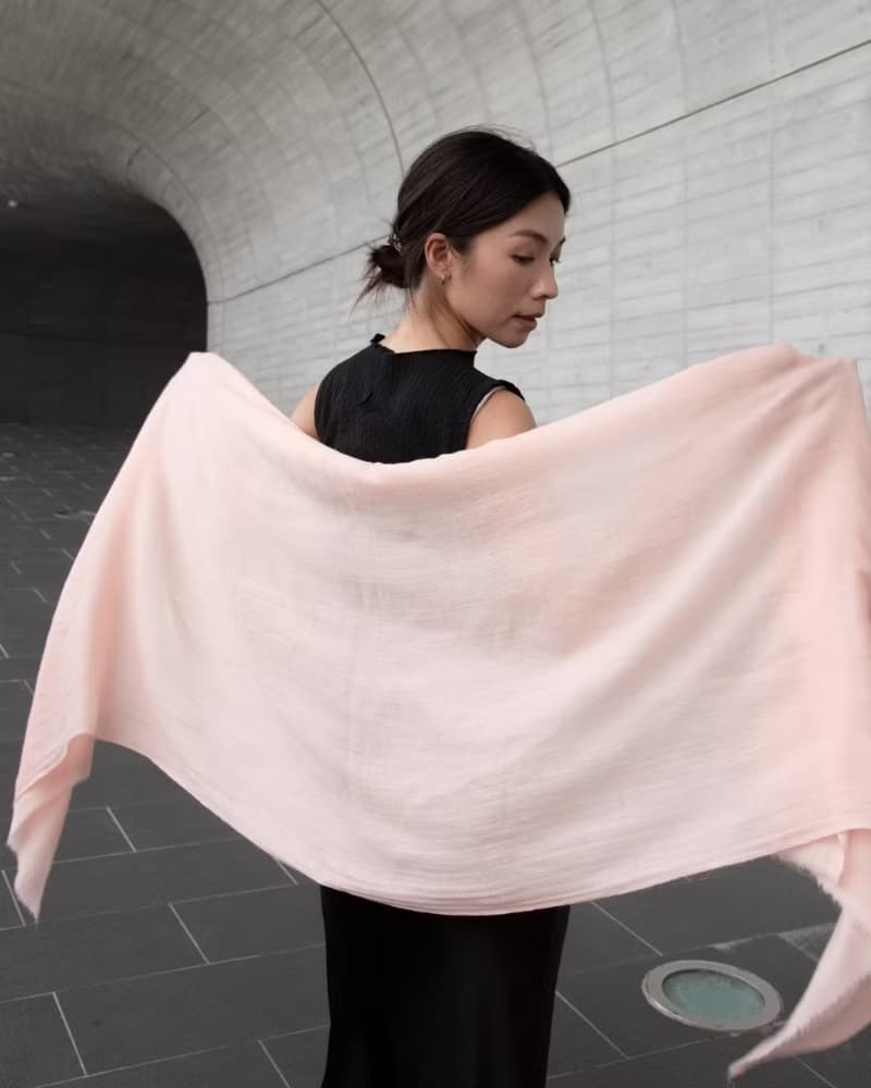 【保暖道具】喀什米爾 Cashmere 羊毛圍巾 - 粉