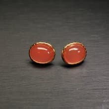 精品天然南紅耳墜 冰粉 冰冰透透 晶體干淨 直徑9.8*7.8mm