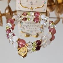 聖誕樂隊-橄欖石/紅碧璽/草莓晶/白幽靈/聖誕飾品/水晶手鍊