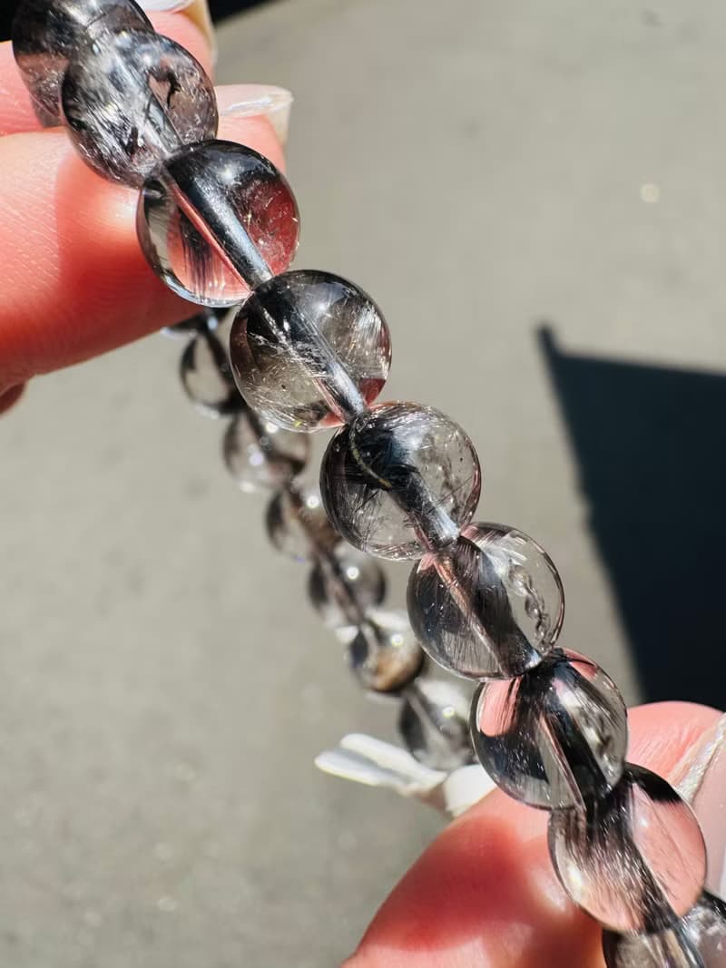 天然玻璃透厚絲羽毛黑銀鈦7.5mm14.4g主招財納寶驅邪避煞防小人