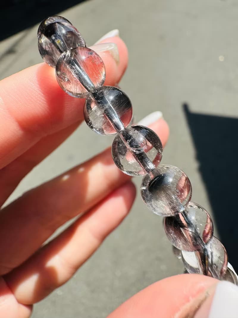天然玻璃透厚絲羽毛黑銀鈦7.5mm14.4g主招財納寶驅邪避煞防小人
