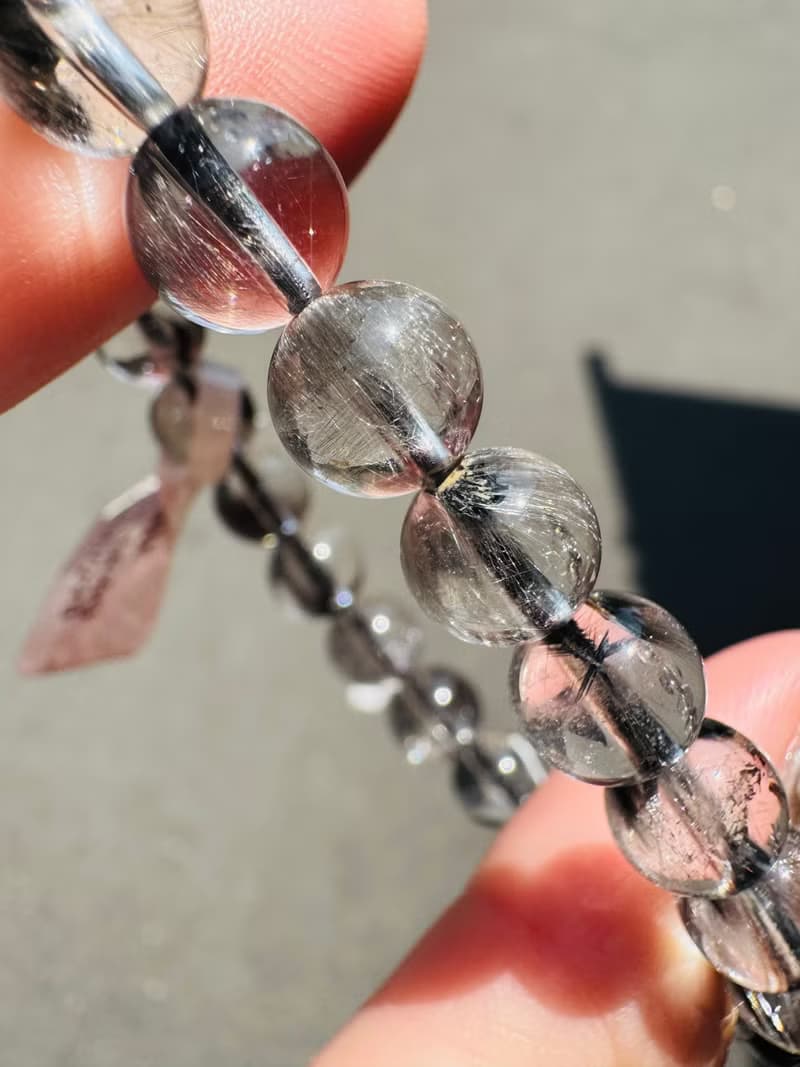天然玻璃透厚絲羽毛黑銀鈦7.5mm14.4g主招財納寶驅邪避煞防小人