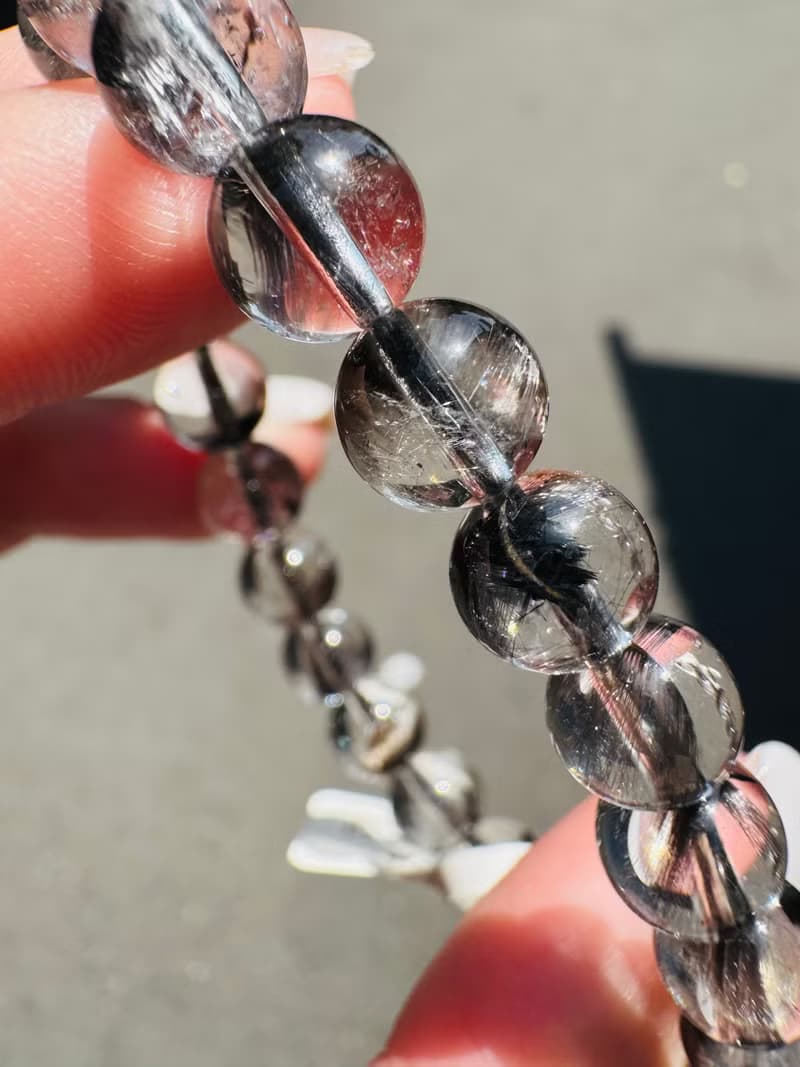 天然玻璃透厚絲羽毛黑銀鈦7.5mm14.4g主招財納寶驅邪避煞防小人