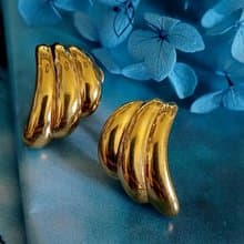 vintage jewelry  NAPIER 立體金色羽翼 夾式耳環
