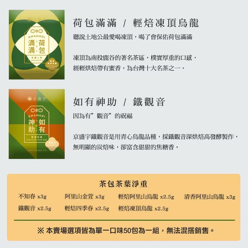 京盛宇【茶包】50入御守茶包量販組 -婚禮/商務/展場/禮品/畢業禮