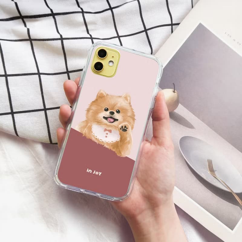 iPhone 16/15/14/13/SE3 輕快可愛博美犬 透明耐衝擊防摔手機殼