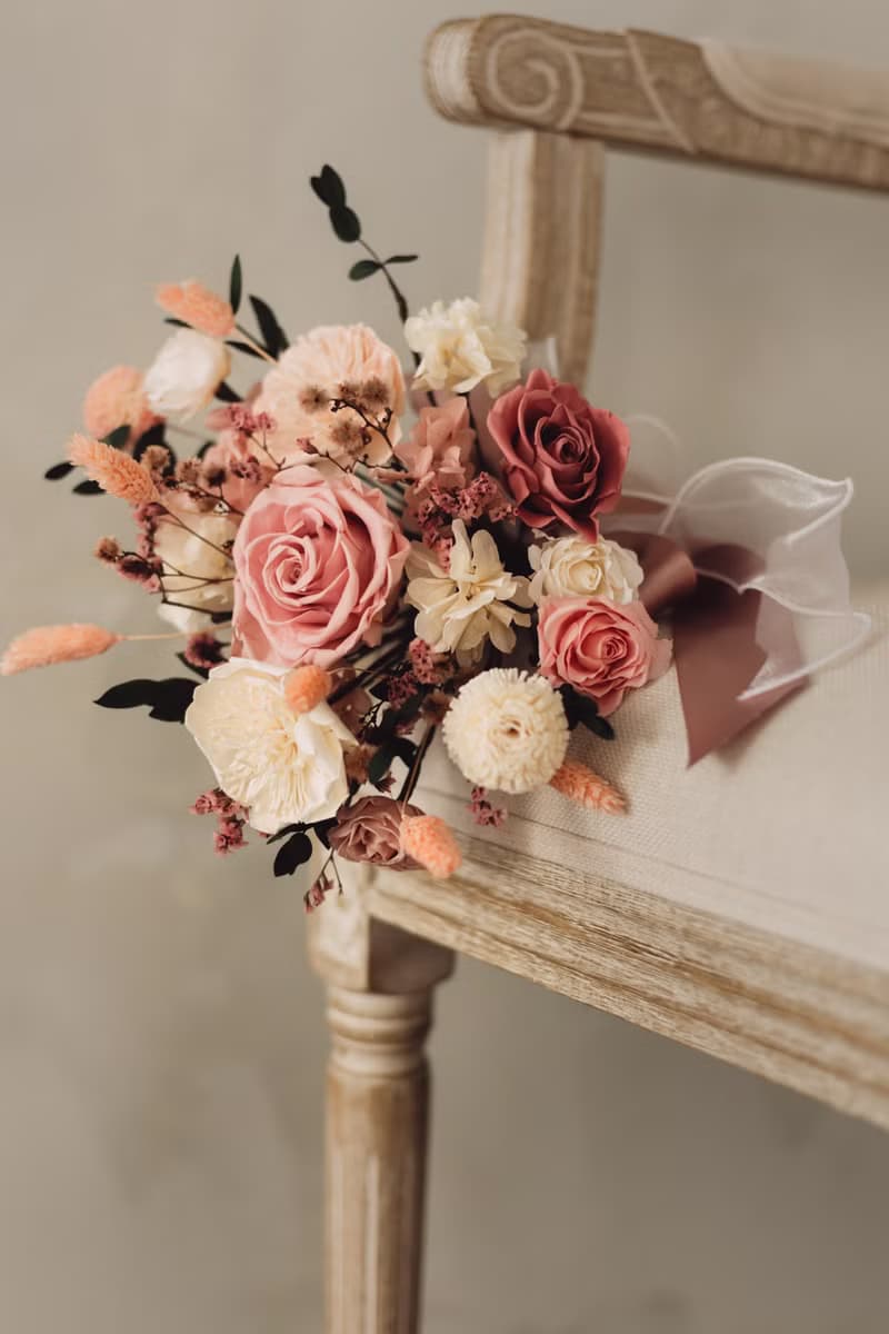 乾燥永生花新娘捧花 新娘拍照婚禮手綁花束