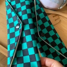 文青風環保純棉筷袋 鬼滅 時尚棋盤格 日本 潮物 收納 手作餐具