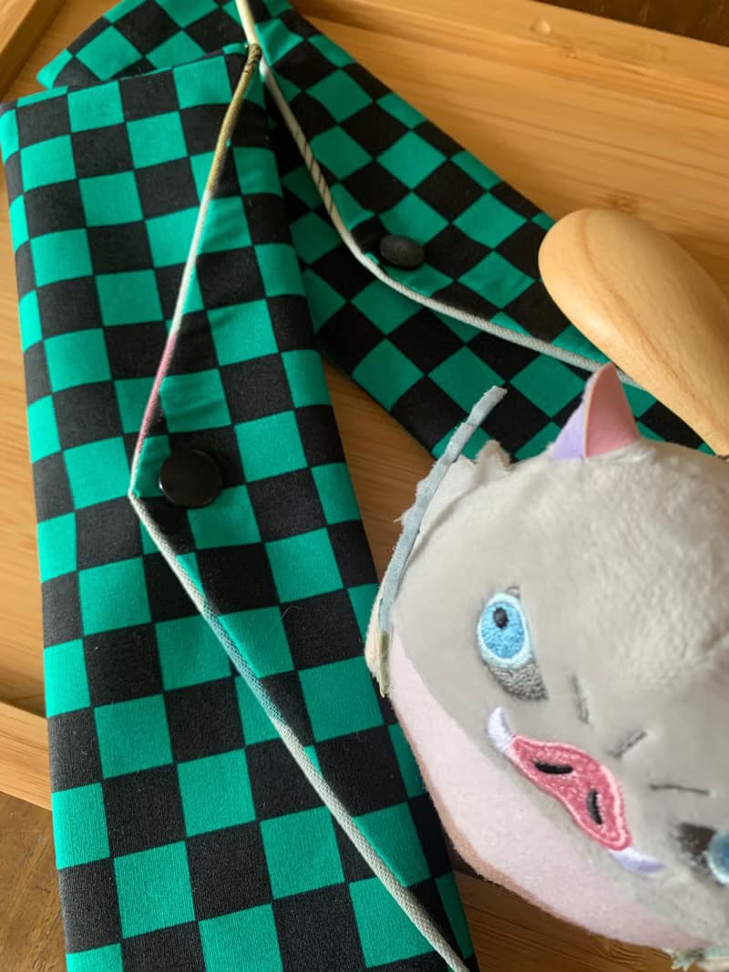 文青風環保純棉筷袋 鬼滅 時尚棋盤格 日本 潮物 收納 手作餐具