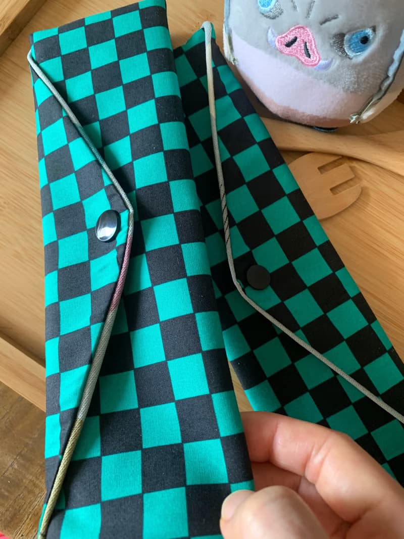 文青風環保純棉筷袋 鬼滅 時尚棋盤格 日本 潮物 收納 手作餐具