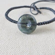 本命年【 歲歲平安】冰烏雞飄綠平安扣翡翠絲光編織手鍊SS60開運