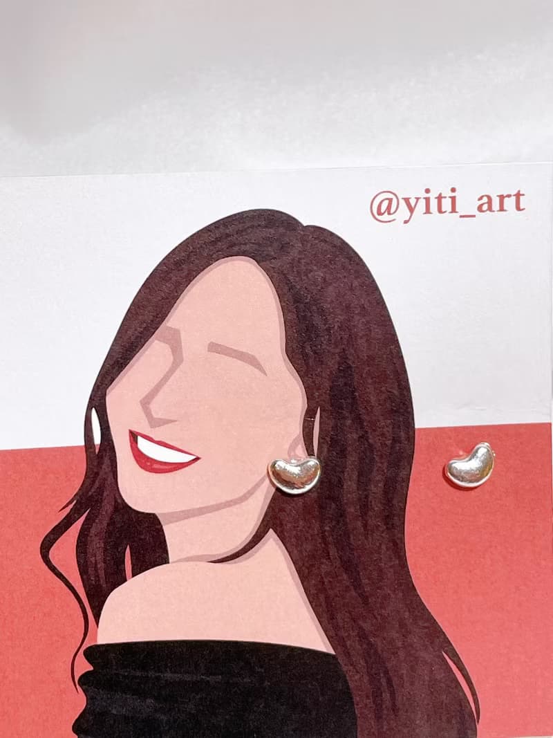 yitiart 愛心耳釘針式耳環 似顏繪 情人節禮物 約會穿搭