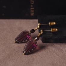 古典香水玻璃珠耳環 深紫