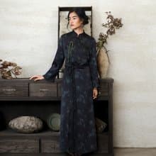 【青川入夢】新中式復古藏風 竹葉立領連衣裙