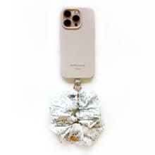 ( 殼+掛繩組合 ) iPhone16.15.14巴黎裸膚小碎花甜甜圈手鍊手機殼