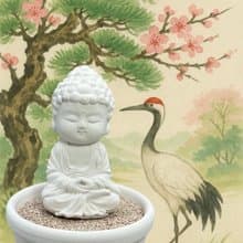淨念吉祥小佛之培德小盤套組 文青風珪藻粒擴香座 靜心與香氣共存