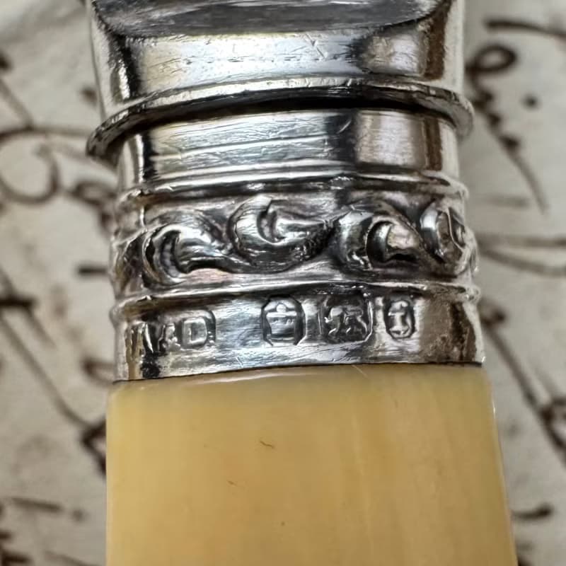 50591-絕美古董純銀環珍稀材質手柄刀叉組