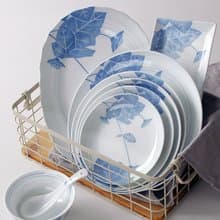 高端日式花影陶瓷餐具套裝 釉下彩菜盤飯碗西餐盤禮盒裝