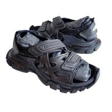 EU39 Balenciaga 黑色真皮Track橡膠魔術貼涼鞋 Demna Triple S