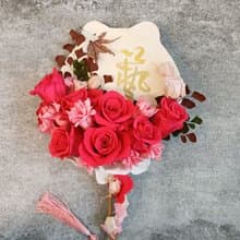 情人節禮物花束中式團扇捧花 旗袍秀禾結婚捧花求婚告白情人節生