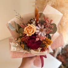 暖橘系永生玫瑰花束