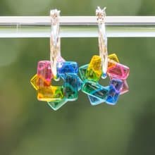ガラスでワープ(わーぷ【虹】)フープピアス/イヤリング【金具選べます】【受注制作】
