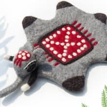 交換禮物 波希米亞森林系羊毛氈杯墊 動物濕氈鍋墊-大象吸水杯墊