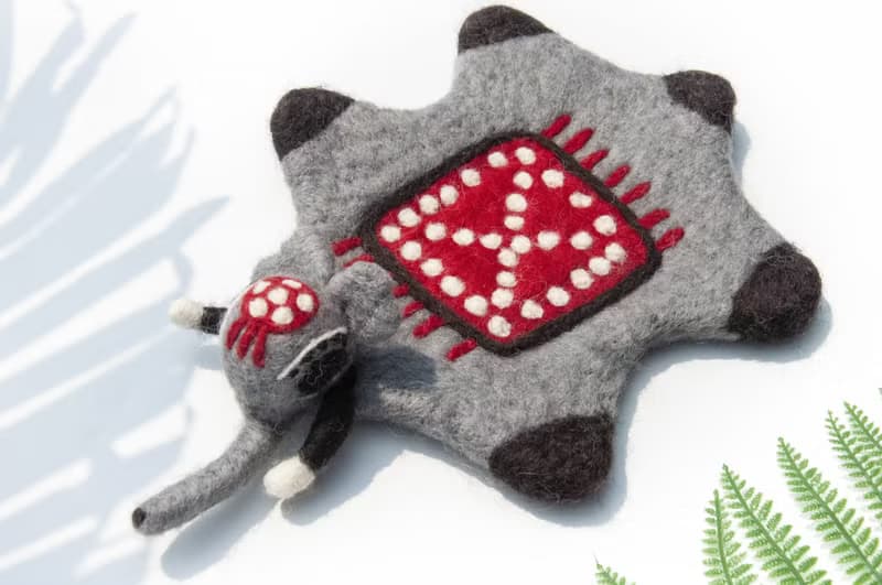 交換禮物 波希米亞森林系羊毛氈杯墊 動物濕氈鍋墊-大象吸水杯墊