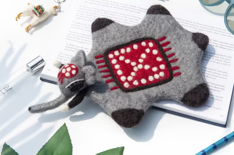 交換禮物 波希米亞森林系羊毛氈杯墊 動物濕氈鍋墊-大象吸水杯墊