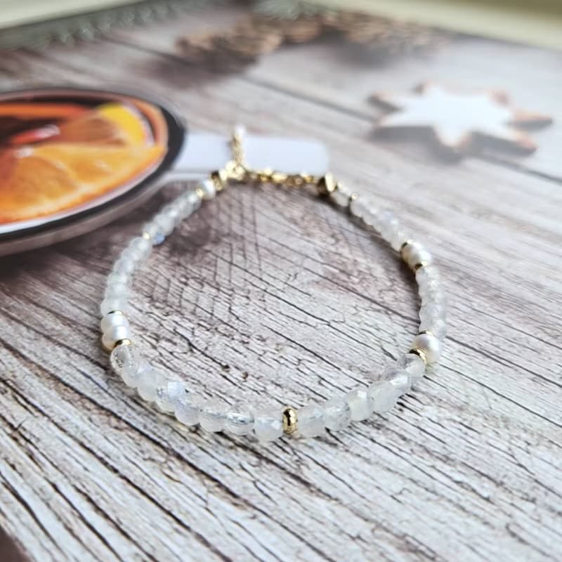 桃花人際人緣招財/淡水珍珠月光石手鍊