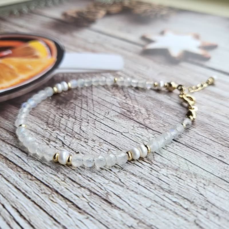 桃花人際人緣招財/淡水珍珠月光石手鍊