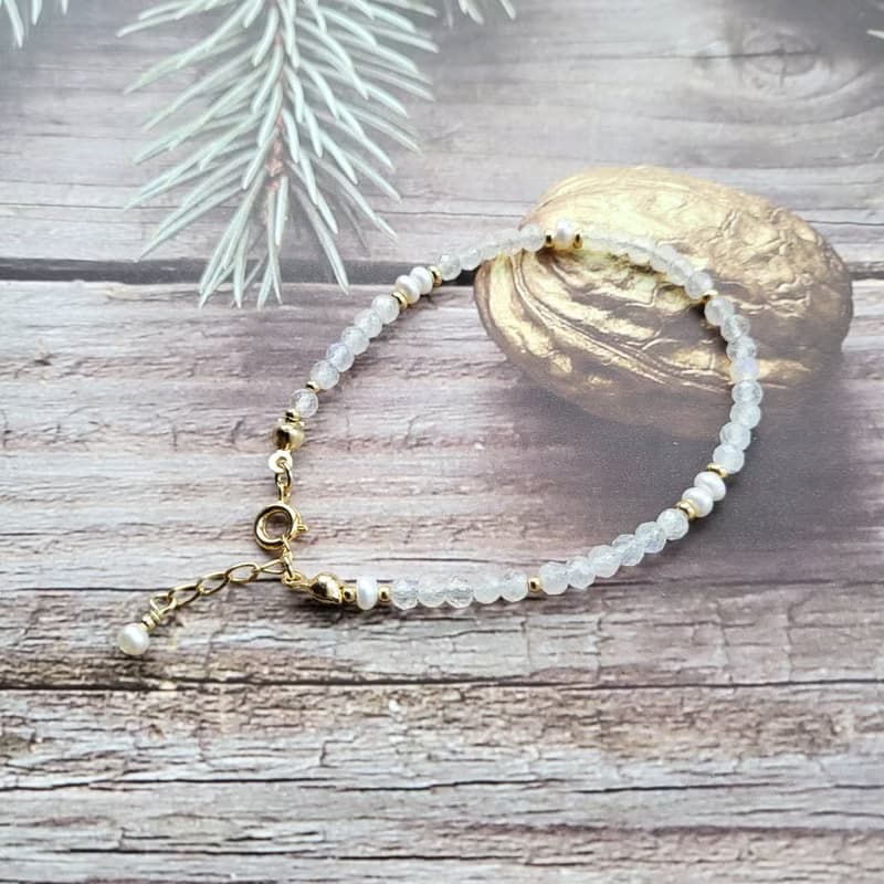 桃花人際人緣招財/淡水珍珠月光石手鍊