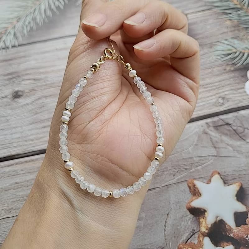 桃花人際人緣招財/淡水珍珠月光石手鍊