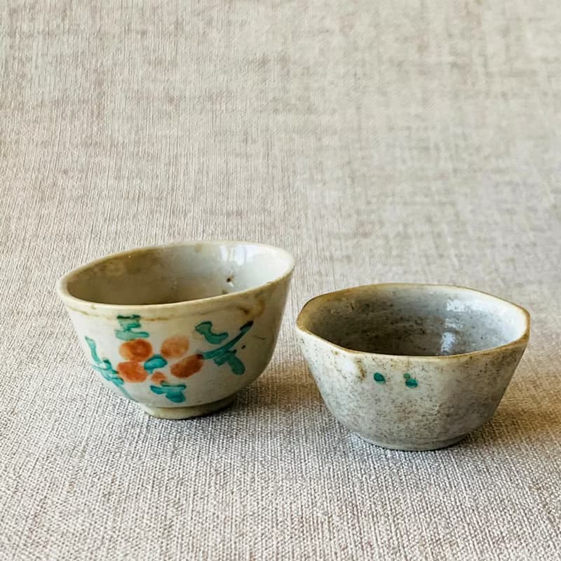 中國 清末民初民窯手繪小酒杯 │ 八角款 圓滿款 手繪花紋