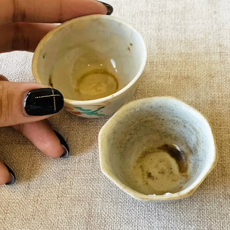 中國 清末民初民窯手繪小酒杯 │ 八角款 圓滿款 手繪花紋