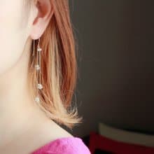 14kgf-crystal line pierced earrings/can change to clip-on
