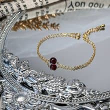 浪漫金鍊紅石榴石氣質手鍊 - 永恆德魯納系列水晶手鍊/紅石榴石