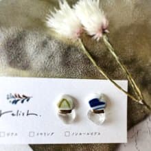 【再販】シー陶器 天然石 水晶 金継ぎ ピアス イヤリング ノンホールピアス