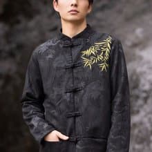 新中式復古 寬鬆竹葉夾克外套