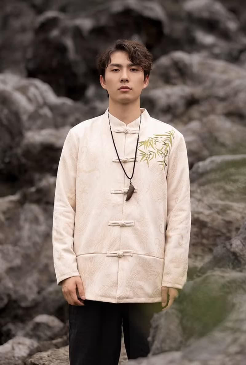 新中式復古 寬鬆竹葉夾克外套