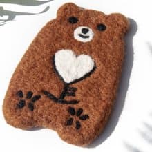 情人節禮物 聖誕交換禮物 森林系羊毛氈杯墊 動物杯墊-棕熊吸水墊