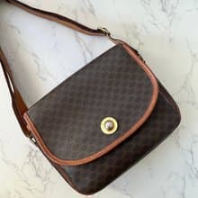 初夏優惠二手Celine星球咖啡色老花皮革豆腐包單肩側背斜孭手袋