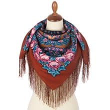Authentic Pavlovo Posad Russian Shawl Scarf Soft 100% Wool 89x89 cm 1837-16