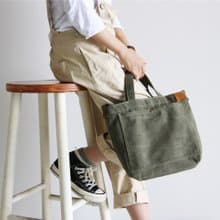 Mingen Handiwork夏季簡約小清新軍綠帆布袋男女布袋BB18001綠色