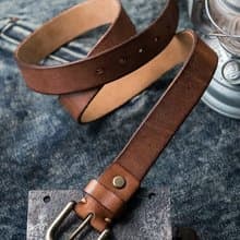 3.3cm寬 復古植鞣牛皮腰帶 男士皮帶 黃銅扣頭