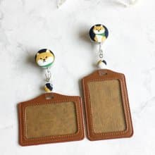 手作好禮 ALL PASS 大頭柴犬伸縮扣環 +卡套 悠遊卡證件套卡夾 