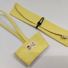 環保筷袋杯套組~手提式飲料杯套 餐具組收納袋 筷套(黃色)F08-005