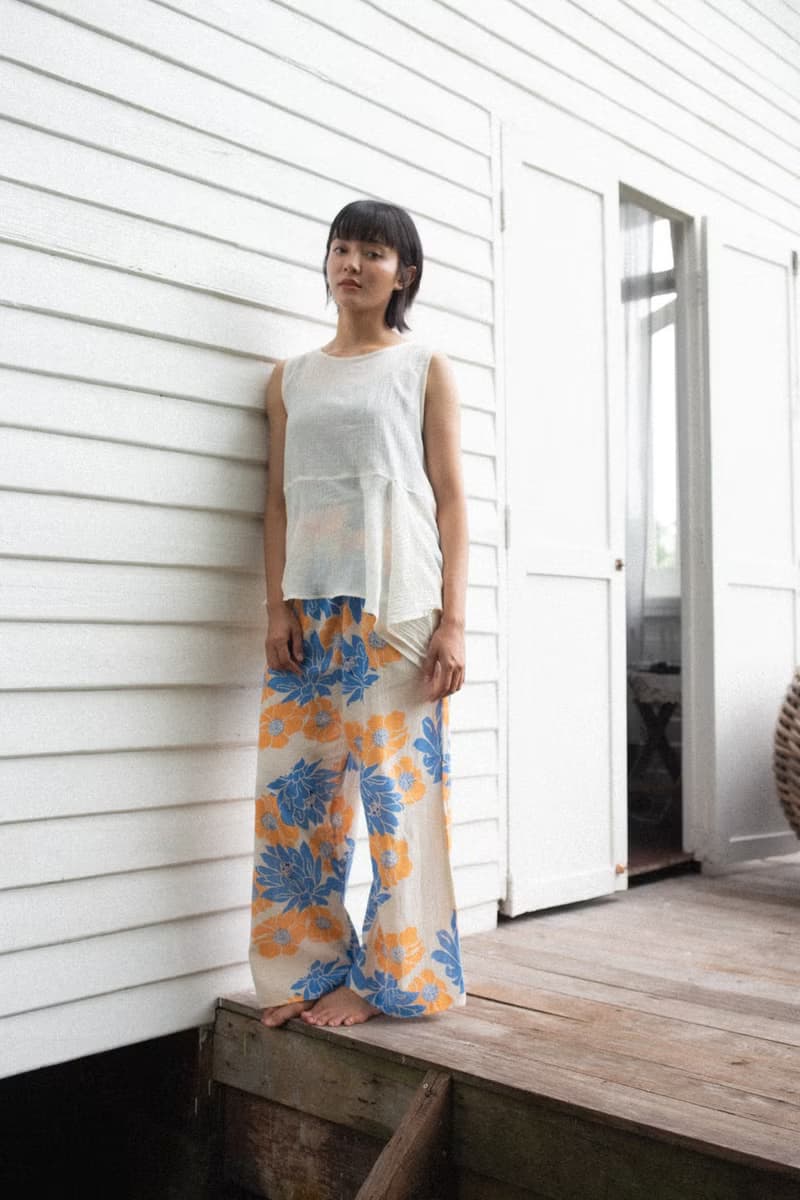 Mulmul orange floral wide pants